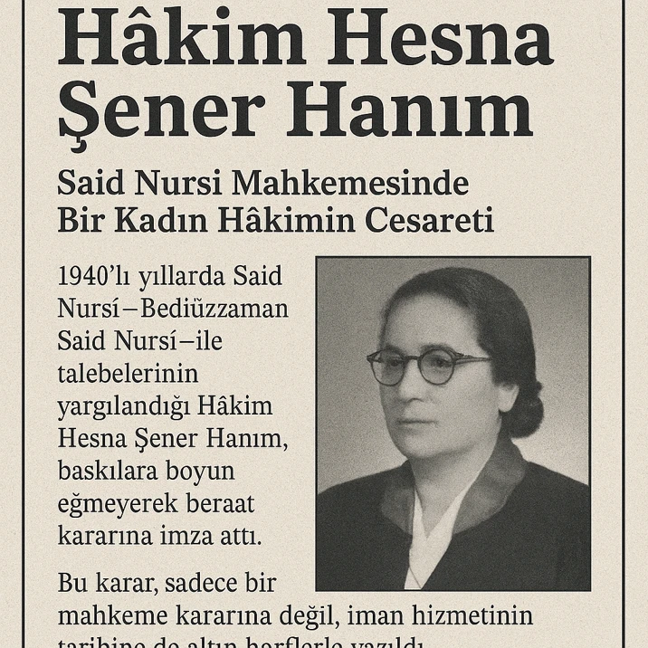 “Hesna Şener Hanım Kimdir? Said Nursî Mahkemesinde Bir Kadın Hâkimin Cesareti”